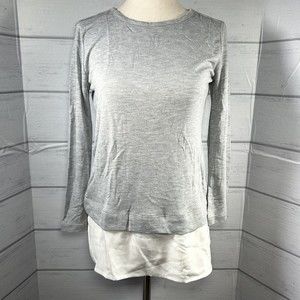 J Crew Women's Mercantile Long Sleeve Top Shirt Blouse Crew Neck Gray Size XXS